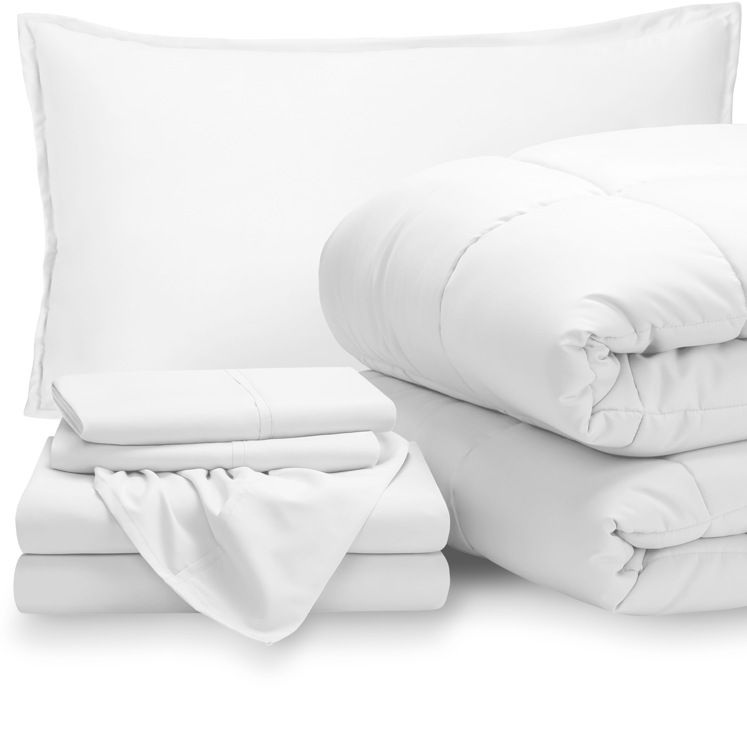 Bare Home 5Piece BedinaBag, Twin XL, White with White Sheet Set