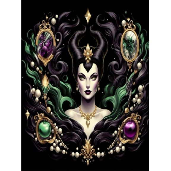 Maleficent Diamond Painting Kits for Adults Cartoon 5D Diamond Art Kit Paint by Number for Beginners, DIY Paint with Round Full Drill Diamonds Paintings Gem Art for Home Wall Decor Gift 12X16 Inch