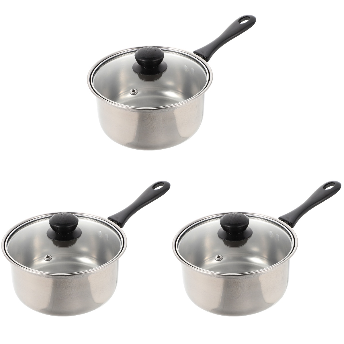 BESTONZON 3 Sets of Stainless Steel Milk Pot Handheld Soup Pot Stovetop Milk Pot Cooking Pot