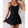 thumbnail image 3 of ZANKLEY Womens Tummy Control Swim Dress One Piece Swimsuit with Skirted Hem Wide Strap Bathing Suit for Beach Vacation, 3 of 11