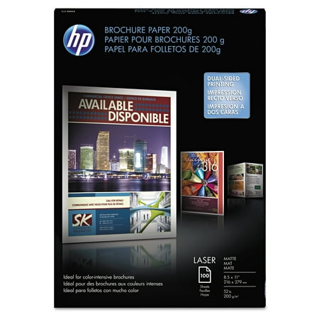 HP Laser Matte Brochure Paper, 52 lb., 8-1/2 x 11, White, 100 Sheets/Pack -HEWQ8824A