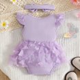 thumbnail image 5 of Baby Onesies Girl Baby Girl Summer Clothes Cute Newborn Girl Outfits Sleeveless Lace Solid Color One Piece Romper + Headband 2pcs Set, 5 of 7