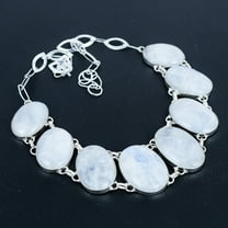 Rainbow Moonstone Oval Gemstone 925 Sterling Silver Jewelry Necklace 18" VJ 6720