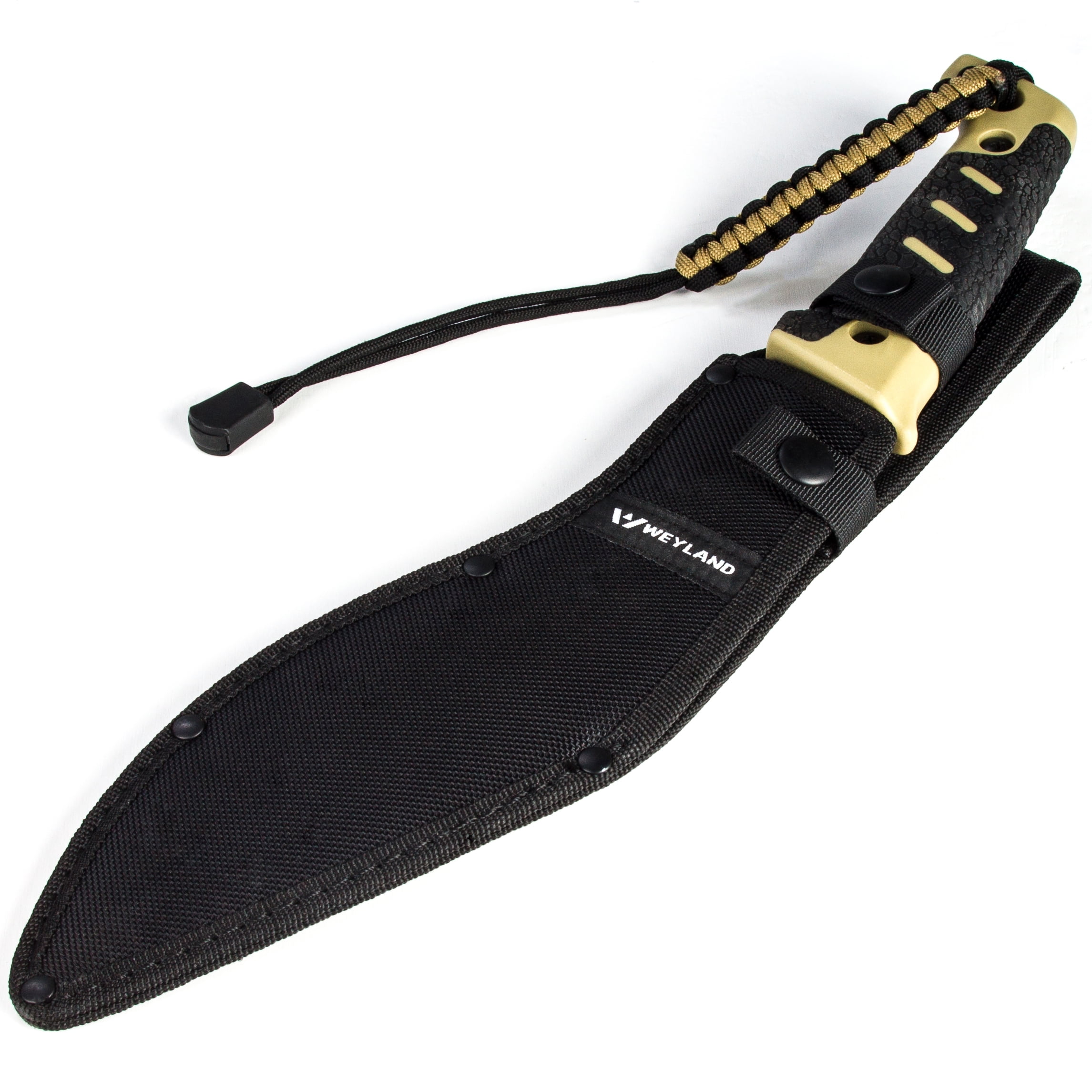 WEYLAND Kukri Machete Knife with Tactical MOLLE Sheath - Fixed Full Tang Steel Blade Machete for Cutting Trees Heavy Duty for Clearing Brush, Yard Work, Gardening, Camping and Hiking