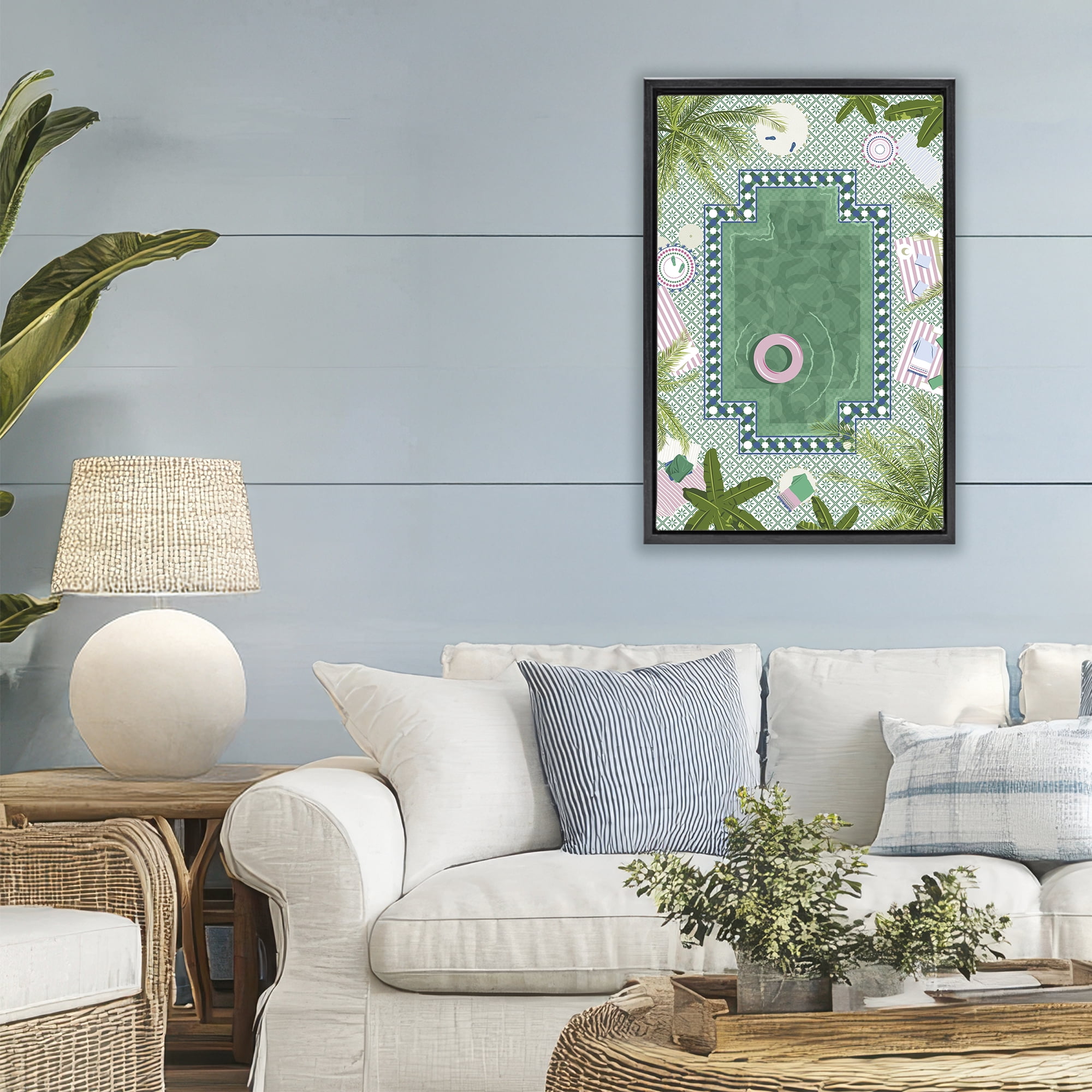 Stupell Industries Morocco Riad Pool Black Framed Floater Canvas Wall Art, design by Vero Illustrates
