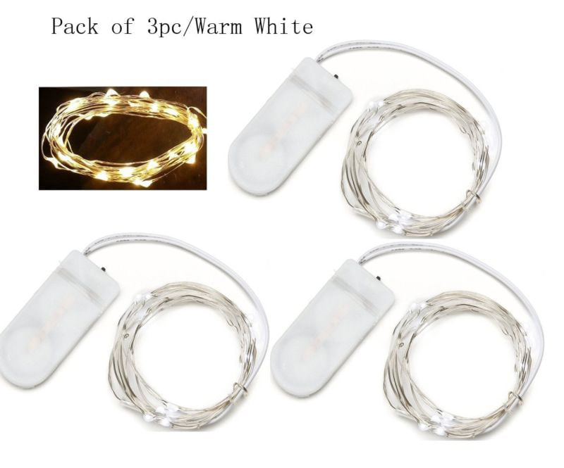 Pack of 6 LED Moon Lights 20 Micro Starry LEDs on Copper Extra Thin Silver Wire 