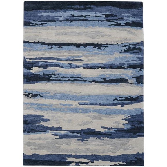 Amer Rugs ABS70508 5 x 8 ft. Abstract Transitional Hand-Tufted Area Rug, Blue & Ivory