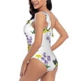 thumbnail image 4 of Picia Lavender Flowers Pattern Women's One Piece Swimsuits,One Shoulder Swimwear Asymmetric ,Ruffle Monokinis Bathing Suits,High Waisted Flattering Bathing Suits-Large, 4 of 8