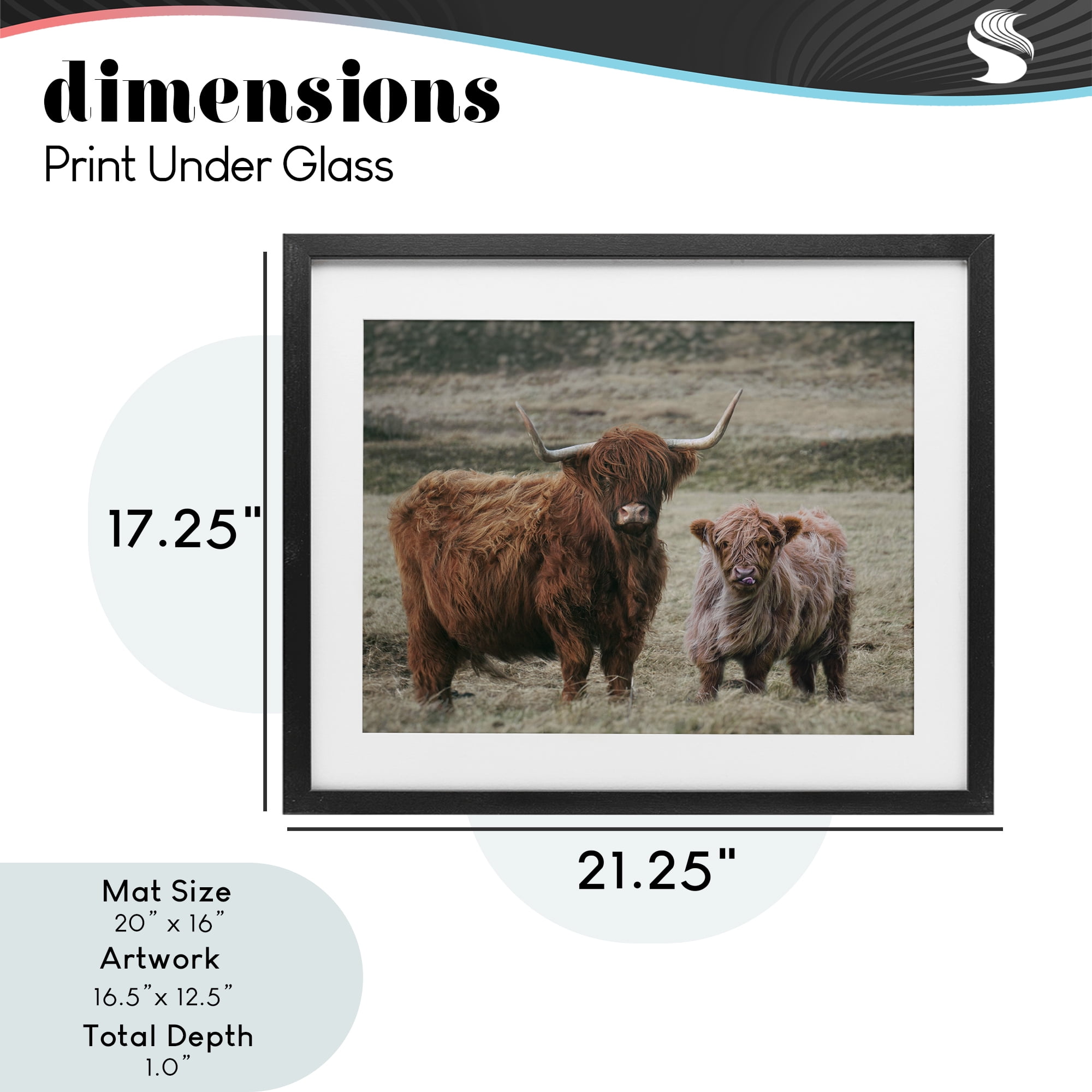 Mom & Baby Cow Black Framed Print Under Glass, design by Lettered and Lined
