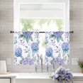 thumbnail image 3 of Blue Purple Spring Floral Semi Sheer Curtains 54 Inch Length 2 Panels Set, Summer Botanical Elegant Sheer Kitchen Curtain Privacy Voile Window Curtain for Living Room Bedroom Rod Pocket Drapes, 3 of 7