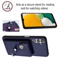thumbnail image 5 of Wallet Case Compatible for Samsung Galaxy A13 5G with Card Holder, Rotation Finger Ring Kickstand Card Slots Case, Classic PU Leather Shockproof Magnetic Button Cover for Galaxy A13 5G, Blue, 5 of 6