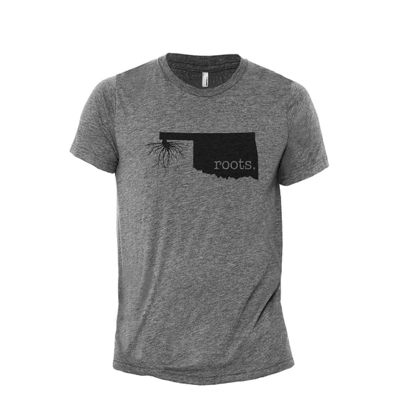 Home Roots State Oklahoma OK Men's Modern Fit Fun Casual T-Shirt Printed Graphic Tee Heather Grey Small