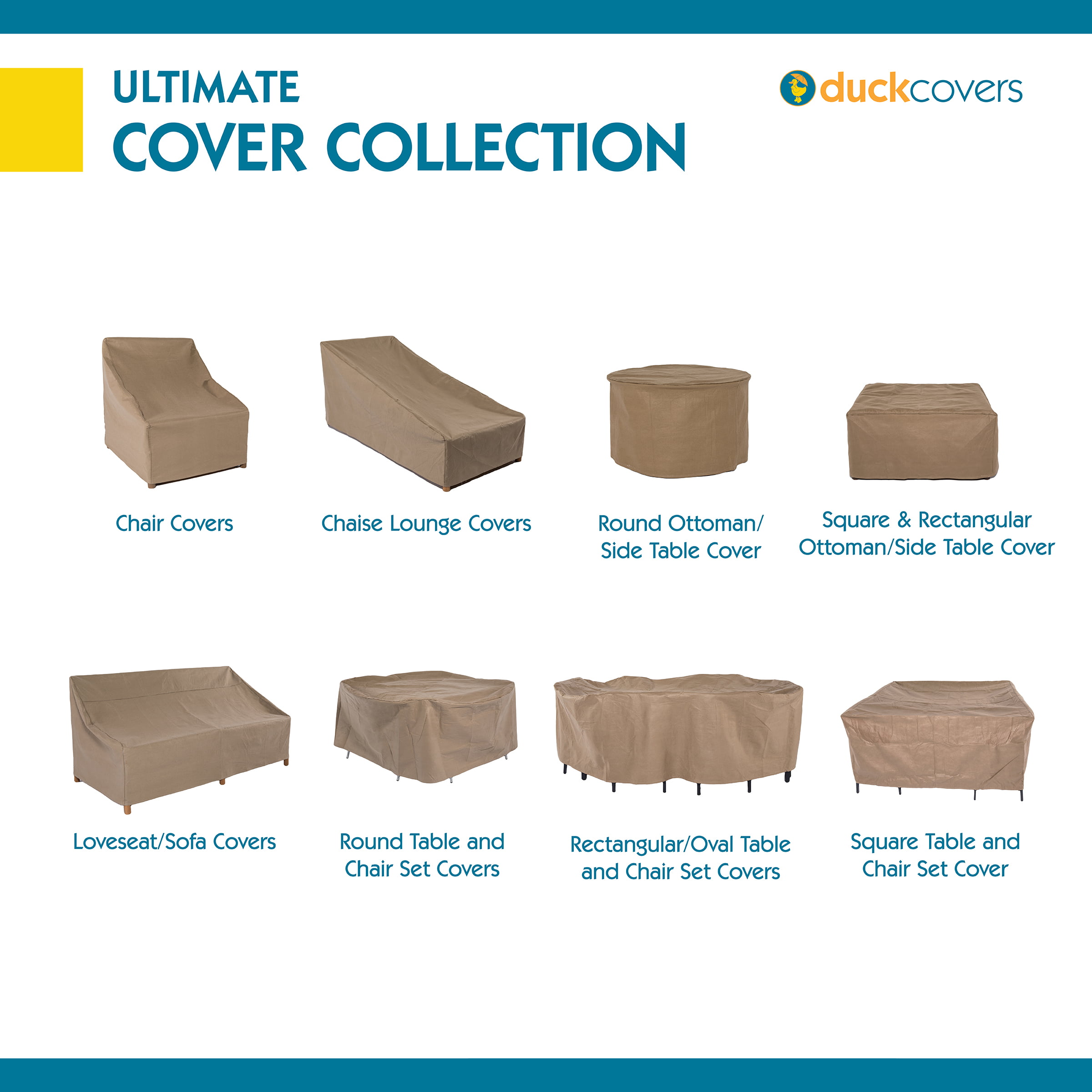 Pack of 2 Duck Covers Essential Water-Resistant 26 Inch Square Patio Ottoman/Side Table Cover 