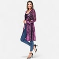 thumbnail image 2 of Women's Long Sequin Cardigan Open Front Sheer Duster Jacket- Small, Purple, 2 of 7