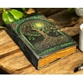 thumbnail image 5 of Large Grimoire leather journal, Print Tree of Life Journal, Blank spell book book of shadows Leather Celestial Gifts For Him Her., 5 of 7