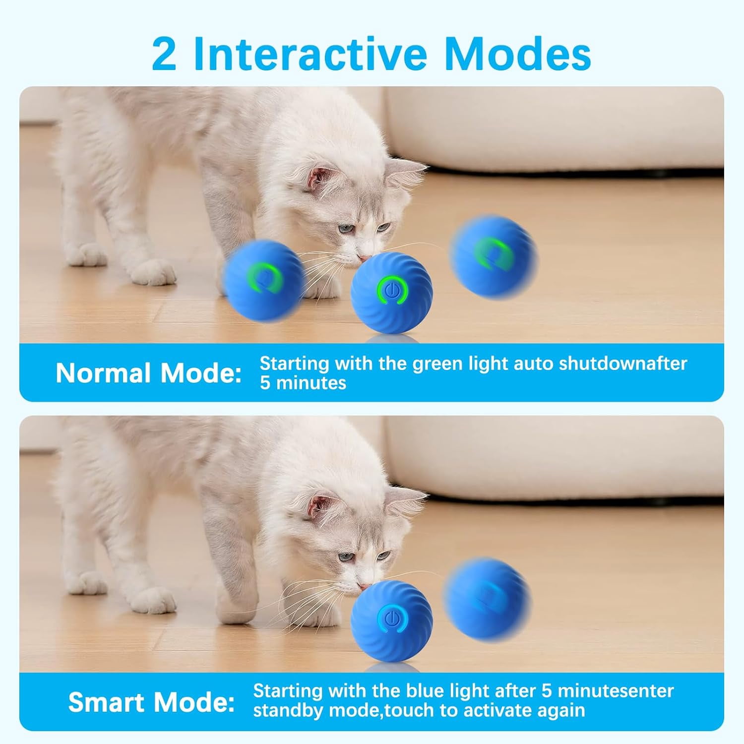 Interactive Cat Toys, Cat Toys Ball Fast Rolling in Pouch, Automatic Motion Activated Moving Ball Hide and Seek Game for Indoor Exercise Kicker