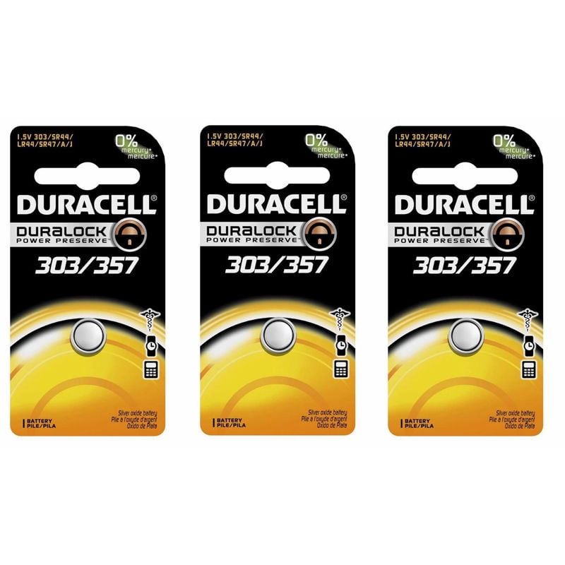 3 Pcs Duracell 357 303 A76 PX76 SR44W/SW LR44 AG13 Silver Oxide Battery