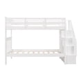 thumbnail image 3 of SESSLIFE Wood Bunk Bed with Staircase, White Twin Bunk Beds, Twin Over Twin Bunk Bed with Storage Shelves and Full Length Guardrail, No Box Spring Required, TE1308, 3 of 9