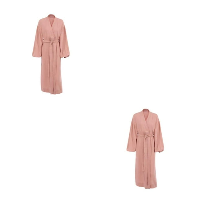 yingyy 1/2/3/5 Femmes Printemps Style Décontracté Ouvert devant Vêtements de Nuit Filles Simple Robe de Nuit à Manches Longues Vêtements de Pyjama Maison Marron P 2 Pcs