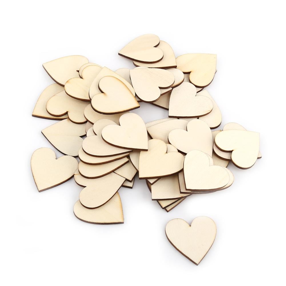 100pcs Wooden Love Heart Shape for Weddings Plaques Art Craft Embellishment Best