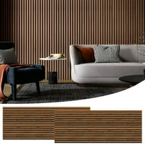 4 Pack 47.24" x 11.02" Wood Slat Wall Panels, Soundproof Wooden Wall Panels, 3D Fluted Wood Panels for Interior Wall Decor, Classic Brown