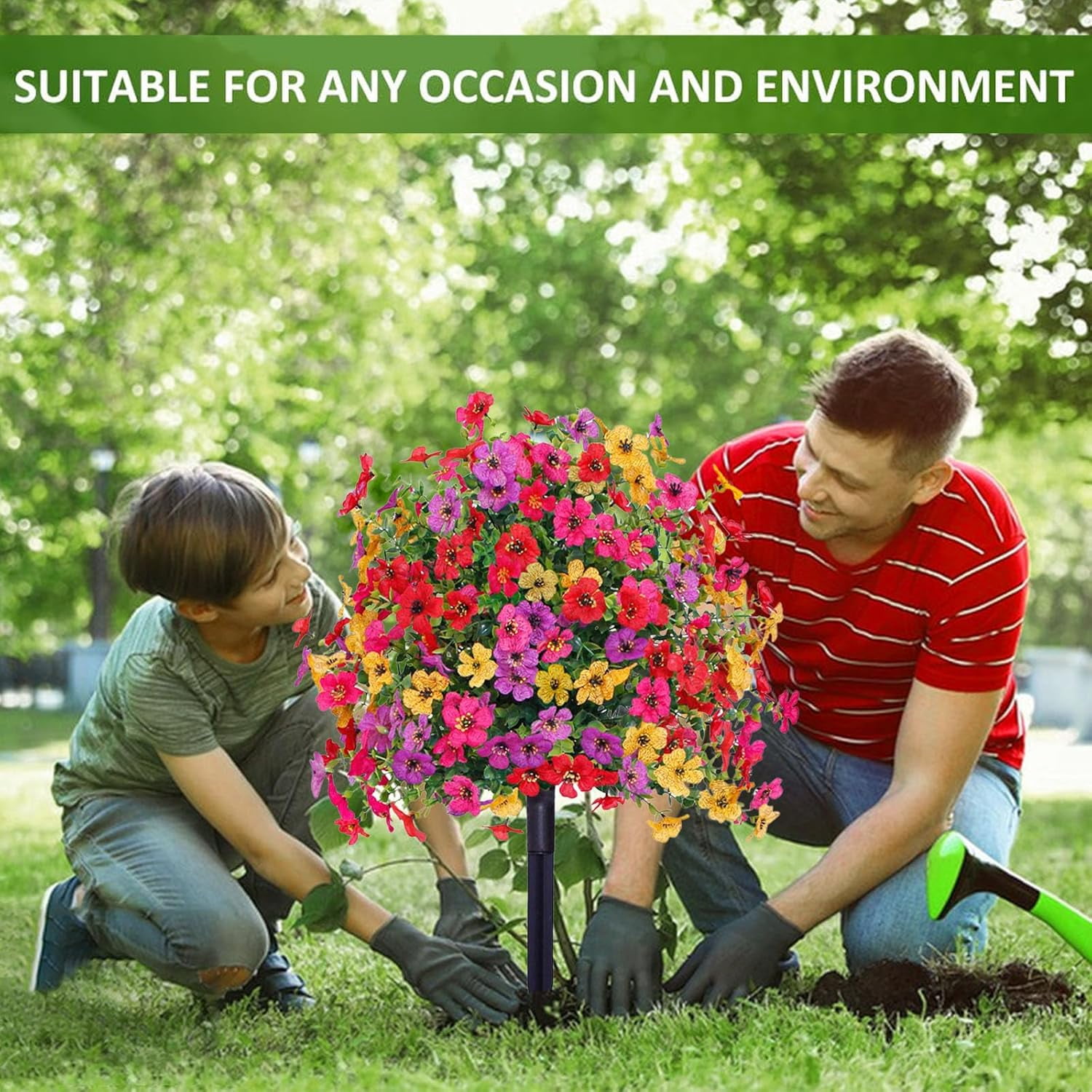 23in Artificial Violet Ball Topiary Trees with Ground Spikes, 1 Pack Fake Artificial Bushes Plants,Faux Artificial Shrubs Tree for Indoor Outdoor Front Porch Decor (MC)