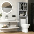 thumbnail image 3 of Gymax Grey Bathroom Over The Toilet Space Saver Storage Cabinet Organizer Shelf, 3 of 10