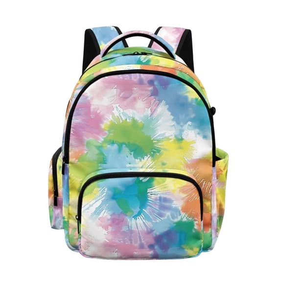 Xixirimido Colorful Tie-dye Print 17" School Backpack for Boys Girls Multi-pocket Bookbags Elementary High School Bookbag Daypacks School Bag for Students