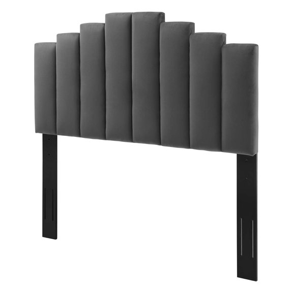 Headboard, Twin Size, Velvet, Dark Grey Gray, Modern Contemporary Urban Design, Bedroom Master Guest Suite