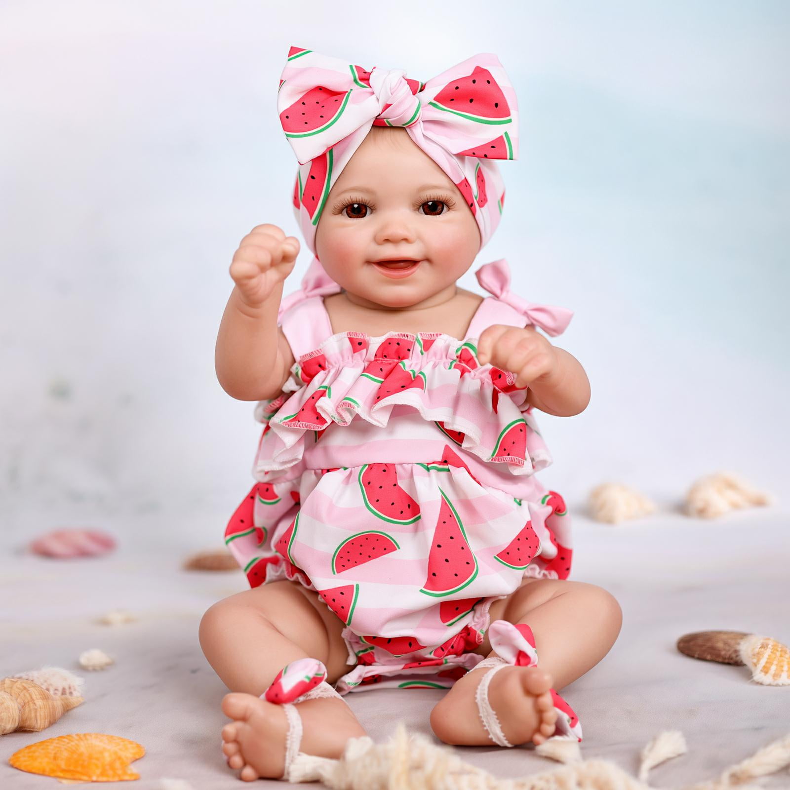 RSG Reborn Baby Dolls Sunny - 17Inch Cute Baby Doll with Soft Cloth Body Poseable Smiling Real Life Baby Dolls with Complete Accessories for 3+ Years Old Gifts