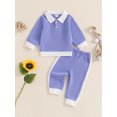 thumbnail image 2 of FEORJGP Little Boys 2Pcs Casual Tracksuits Outfits 6M 12M 18M 2T 3T 4T Toddler Baby Long Sleeve Sweatshirts Contrast Color Pullovers Lapel Collared Toy Fashion Cute Comfy Clothes Spring Fall, 2 of 6