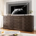 thumbnail image 3 of Studyset Dresser for Bedroom,Withe Long Wood Dresser with 12 Drawers,Storage Chest of Drawers with Plug-in Charging Hub,Sturdy Steel Frame,55 Inch TV Stand for Living Room,Closet,Entryway,Nursery, 3 of 6