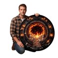 thumbnail image 2 of 3D Halloween Round Rug Fire Gate Skull Bone Candle Design Velvet Non- Washable Area Rug for Halloween Party 31.5 in H, 2 of 6