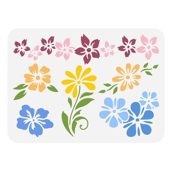 Flower Border Painting Stencil 8.3x11.7inch Floral Corner Painting Template Reusable Border Corner Stencil Plant Theme Craft Stencil for Painting on Wall Wood DIY Home Decoration