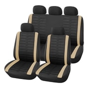 Maidao Car Seat Covers Full Set for Genesis for GV70 2020-Present 5 Seats Compatible Airbag Waterproof Premium Leather Front and Back Seat Protectors Beige