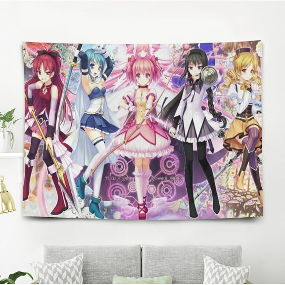 Tapestry for Puella Magi Madoka Magica wall hanging Bedroom Dorm Wall Art Funny Backgrounds Banner Party Poster Decorations Kids Girls Teens Gifts Funny 40×60 inch