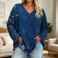 thumbnail image 2 of CHGBMOK Women's Plus Size Floral Print Pullover Long Sleeve V Neck Tops Casual Loose Fit T Shirts, 2 of 6