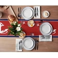 thumbnail image 3 of Table Runner Dresser Scarves 72 Inch Long, White Nautical Anchor Linen Dining Table Runners Marine Element on Red and Navy Blue Tabletop Scarf for Wedding Holiday Party Kitchen, 3 of 7