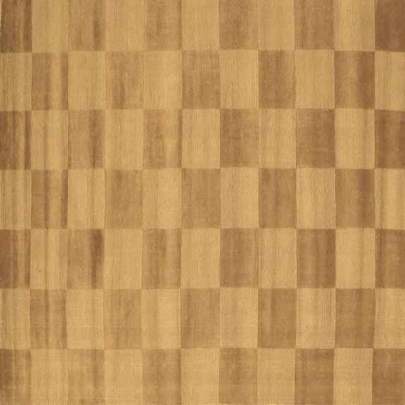 Ahgly Company Indoor Square Checkered Brown Modern Area Rugs, 8' Square