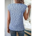 thumbnail image 4 of Summer Tops for Women Casual Crew Neck Waffle Knit Cap Sleeve Shirts Loose Fit Blouses Top Light Blue XXL, 4 of 6