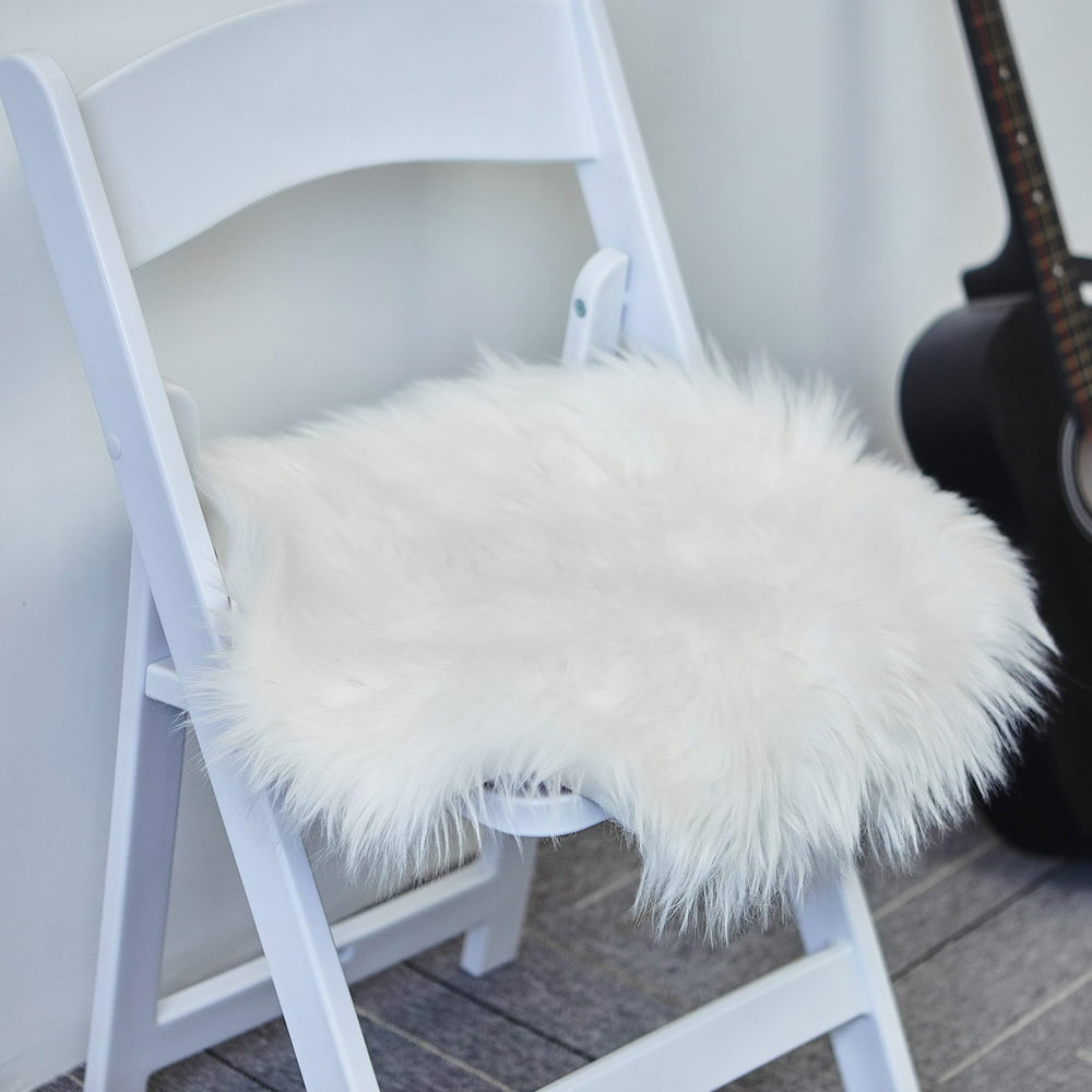 Efavormart 20"x20" White Faux Sheepskin Chair Pad, Soft Faux Fur Rug