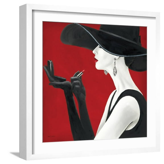 Art.com Haute Chapeau Rouge II Art Print by Marco Fabiano, White Frame Wall Art, 21" x 21"