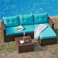 thumbnail image 4 of JOIVI Patio Set, PE Wicker Rattan Outdoor Conversation Set, Tempered Glass Coffee Table, Blue, 4 of 12