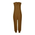 thumbnail image 5 of Women's Loose Button up V Neck Harem Long Pants Jumpsuits Sleeveless Baggy Hooded Summer Lounge Rompers Overalls Womens Clothes, 5 of 7
