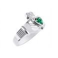 thumbnail image 4 of RYLOS Rings 14K White Gold Claddah Love, Loyalty & Friendship Heart 6MM Gem Irish Wedding Band Claddagh Rings May Emerald Jewelry Size 13, 4 of 8