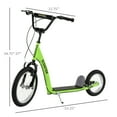 thumbnail image 6 of ALPULON 220 LBS Kick Scooter with Adjustable Handlebar, Ride On Toy for Kids 5+, 16" Inflatable Wheels, Dual Brakes, Green, 6 of 8