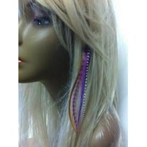 Sexy Sparkles Rooster Feathers Clip-on Purple & Brown Feathers for Hair Extension - 5 Feathers