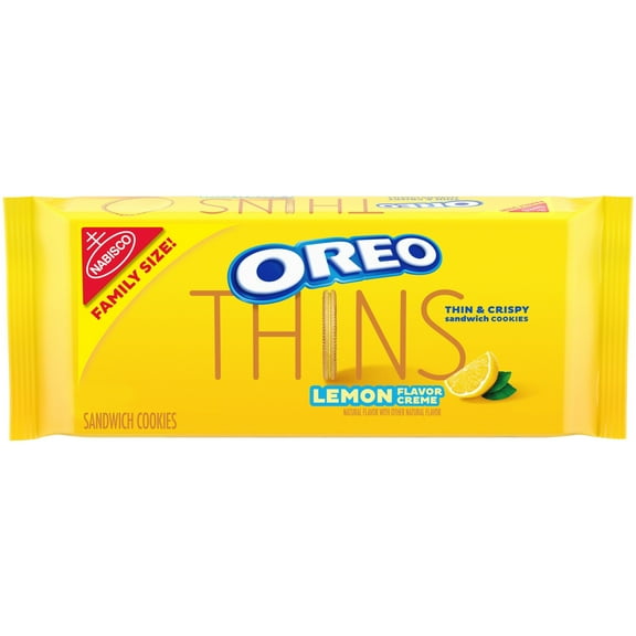 2 Pack - OREO Thins Lemon Creme Sandwich Cookies Family Size - 11.7 oz Packaging may vary