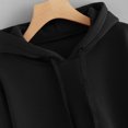 thumbnail image 6 of Women's Cropped Hoodie Sweatshirts Long Sleeve Solid Color Drawstring Sweater with Side Stripes Soft Comfortable Casual Top, 6 of 6