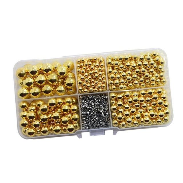 Abbracc 600 Pieces Crafting Beads Glossy Multifunctional for Arts Earrings Bracelets Gold